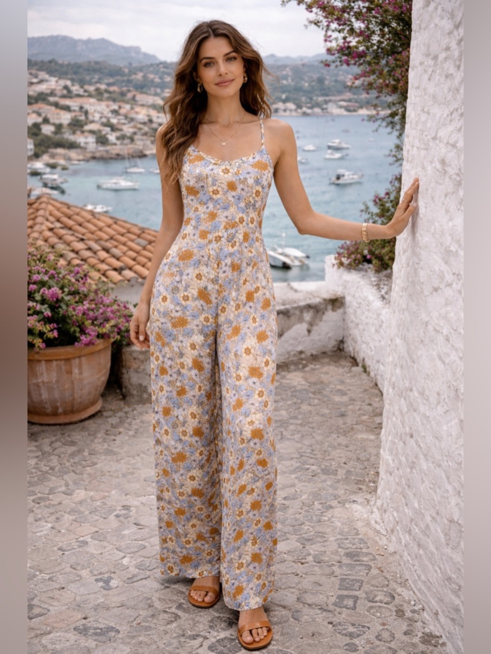 Amuse Society Floral Wide Leg Jumpsuit XS Boho Summer Vacation Outfit